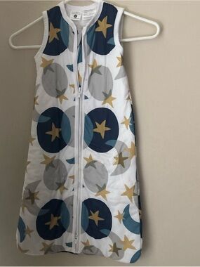 Sleeveless Sleep Sack with Blue Circles and Gold Stars